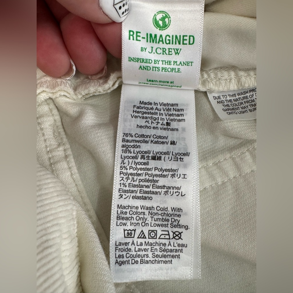 J Crew Corduroy Wide Leg High Waist Trouser Pants Cream Size 29 Style BT922 - Picture 6 of 10